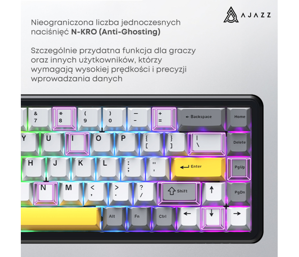 Ajazz AK680 MAX (8+8K) Magnetic Switch Black Gray Yellow RGB - 1536359 - zdjęcie 9
